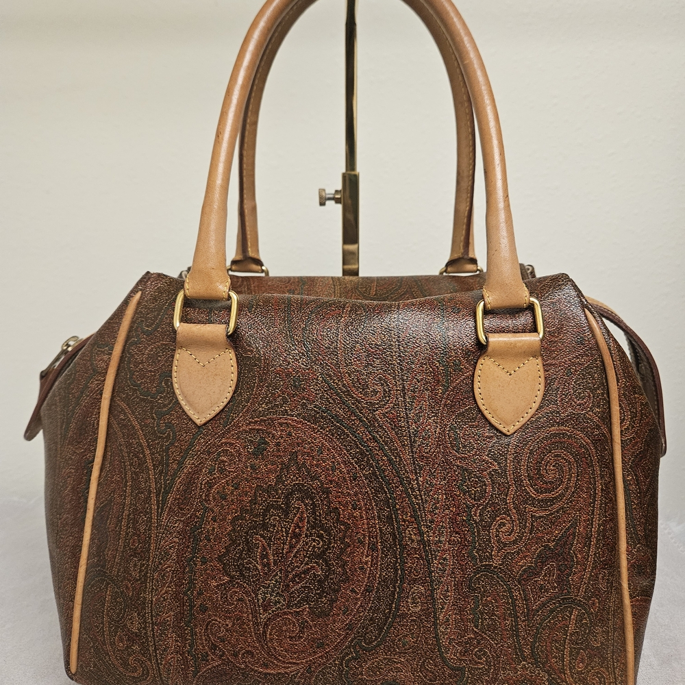 Etro Brown and Tan Paisley Satchel